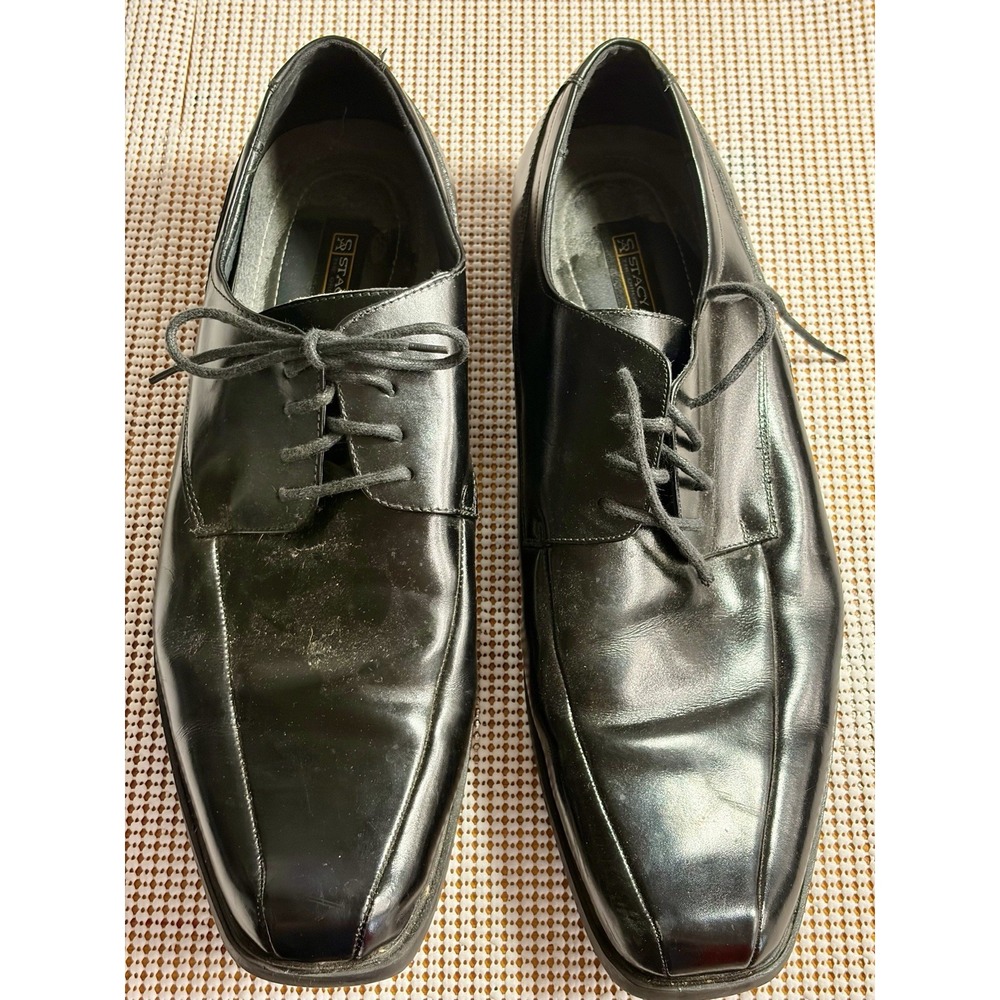 Stacy Adams Captoe Dress Shoes Mens 14 M Black Leather Oxfords Business Formal